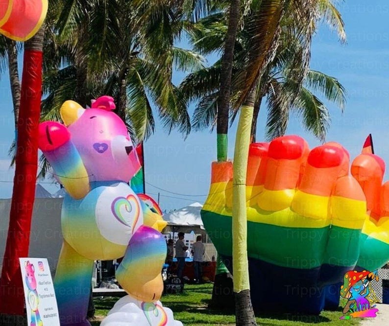 Large Inflatable Hand Heart Shape for Pride Month, Rainbow Themed Party ...