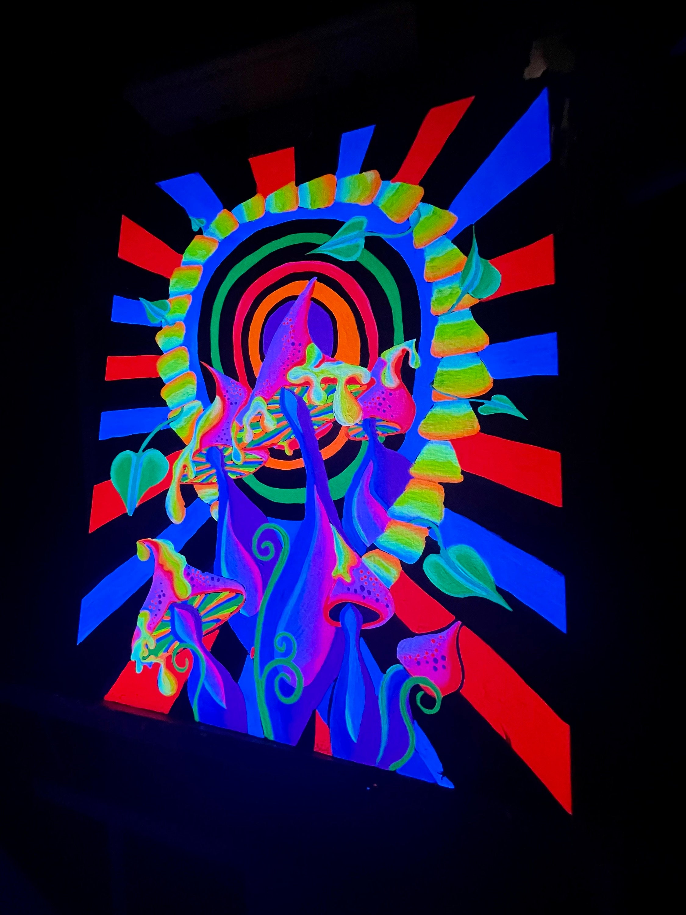 UV Painting Magic Mushroom UV Reactive UV Art Psychedelic Etsy