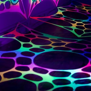 2 Piece Bundle Pack, UV event decor, psy decor, trippy wall hanging, blacklight tapestry, UV backdrop, neon canopy, DJ Gifts, Bundle Decor