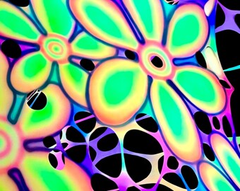 UV-Reactive Cartoon Daisy Trippy Wall Hanging, Psychedelic Event Decorations, Neon Psy Floral Wedding Decor, Daisy Theme Party, Gifts For Dj