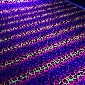 UV-Reactive Leopard Print Material, Blacklight fabric, Funky fabrics, Neon Glow DIY Crafts, Upholstery Fabric, Animal Print Theme