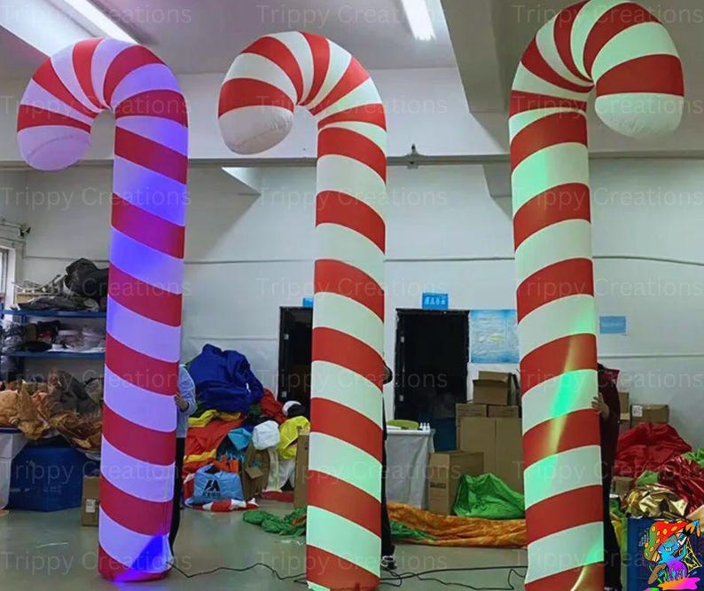 3.5m Inflatable Red and White Candy-cane Party Props, Christmas ...