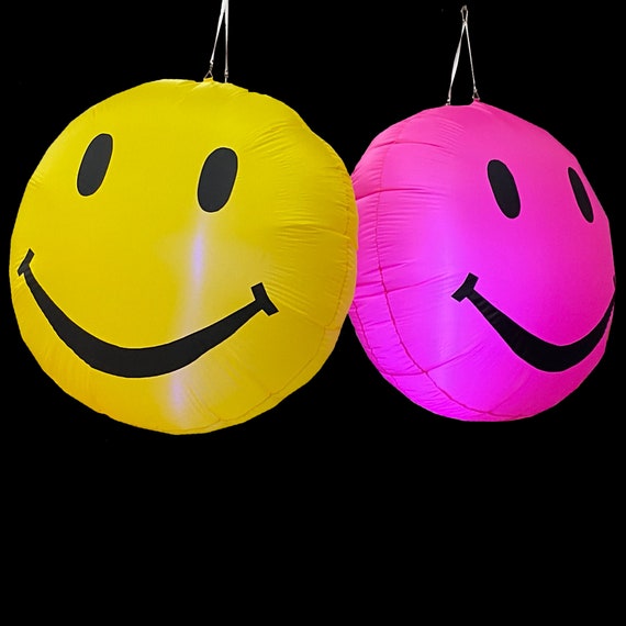 Non-Glow - Smiley Face Party Neon Happy Face Adult Tshirt Non-Glow - Smiley Face Party Neon Happy Face Adult Tshirt