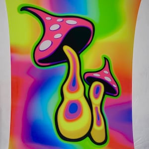 UV Psychedelic Mushroom Tapestry, Trippy Mushroom Wall Hanging, UV Decorations, UV Rainbow Event Decorations, Hippie Room Decor