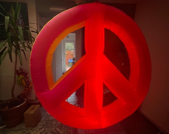 Groot led-verlichting vredesteken, opblaasbaar decor, decoratie voor evenementen, trippy muurdecoratie, hangende decoraties, cadeau voor DJ, feestdecor, rave