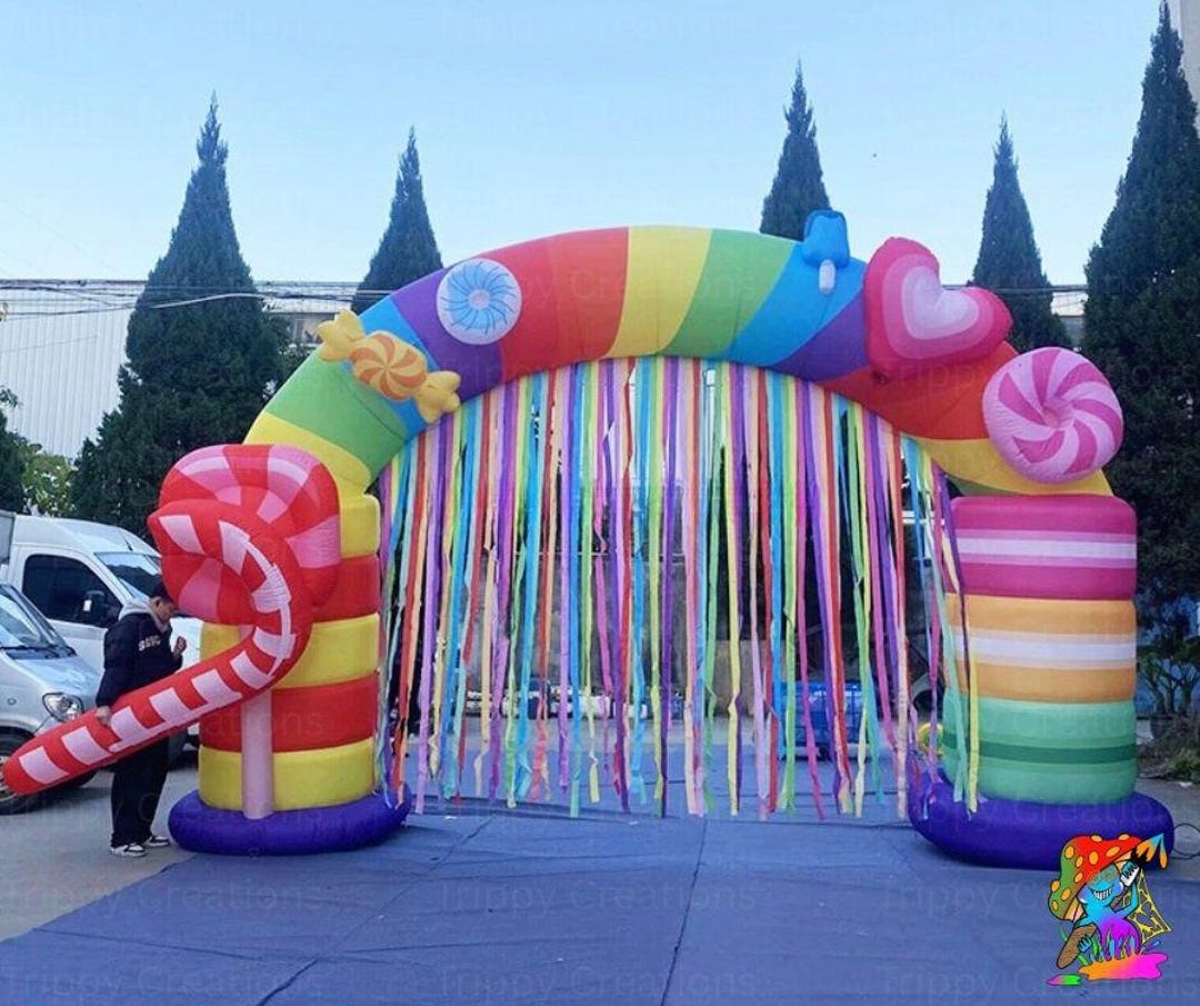 Alice in Wonderland Style Candy Arch Way, Inflatable Candy Backdrop ...