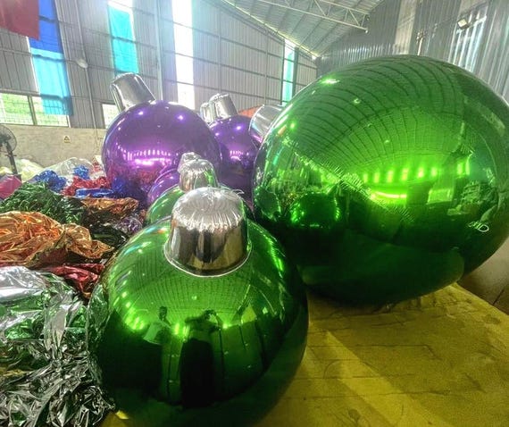 6 x riesige aufblasbare Weihnachtskugeln, aufblasbare PVC-Bälle, Spiegelkugeln, Billardkugeln, Requisiten für Weihnachtskugeln