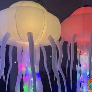 Pack Of 5 2m Size Inflatable LED Jellyfish Event Decorations, Bundle Discount Decor, Light Up Jellyfish, Under The Sea Party, Gift For DJ