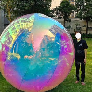 Pack of 4 Inflatable Iridescent Decorative Balls, Indoor & Outdoor ...