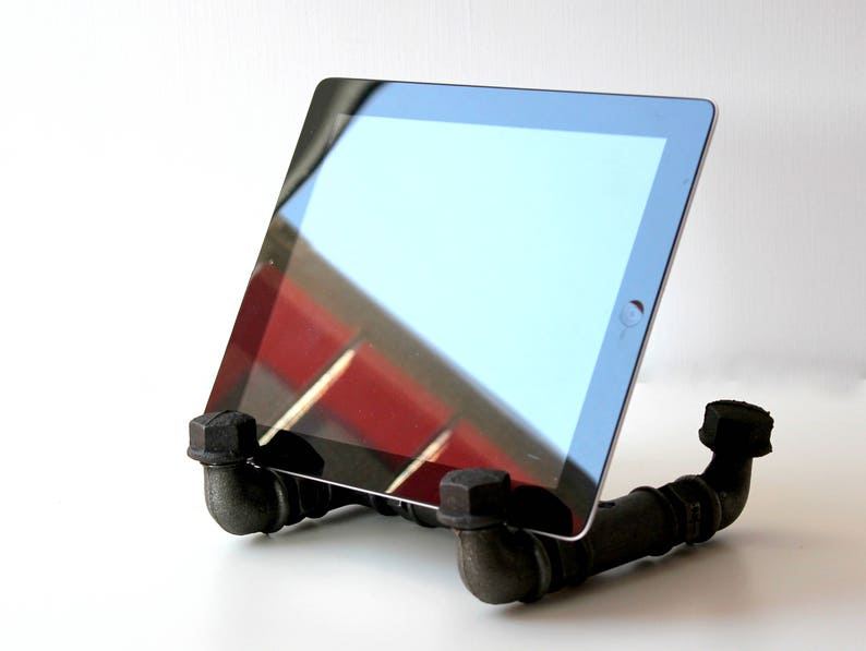 Metal tablet stand Ipad Docking Station Tablet Stand Industrial Bookend Pipe tablet holder Industrial tablet holder Tablet Holder