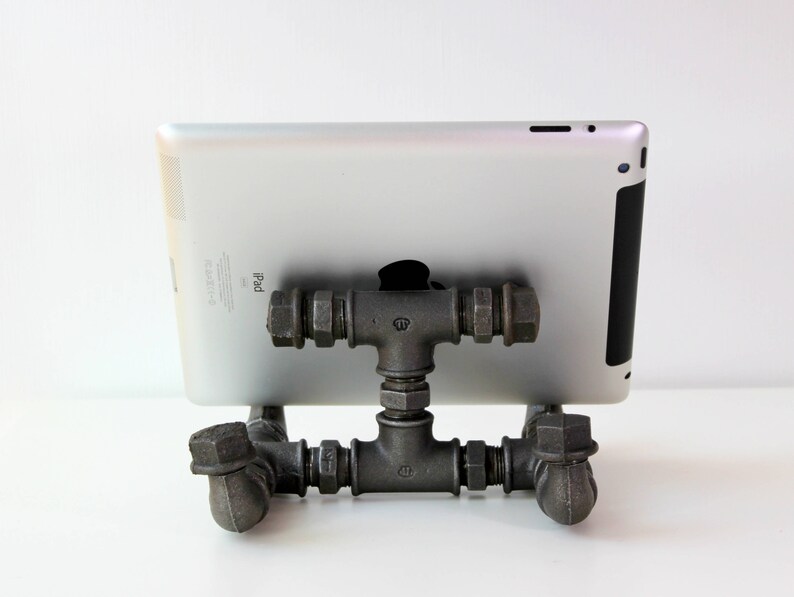 Metal tablet stand Ipad Docking Station Tablet Stand Industrial Bookend Pipe tablet holder Industrial tablet holder Tablet Holder
