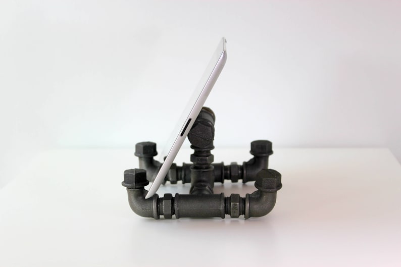 Metal tablet stand Ipad Docking Station Tablet Stand Industrial Bookend Pipe tablet holder Industrial tablet holder Tablet Holder