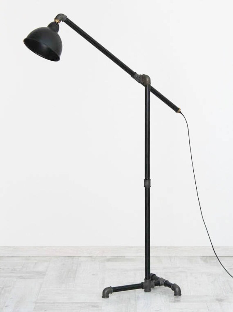 Floor Lamp Pipe Torchere Industrial Standard Metal Shade Loft Iron