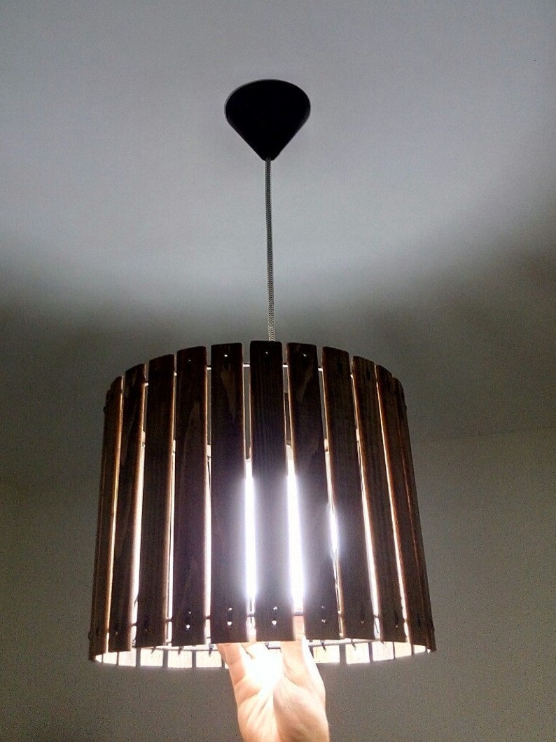 Handmade Wooden Pendant Shade Wooden Lamp Shade Industrial Etsy