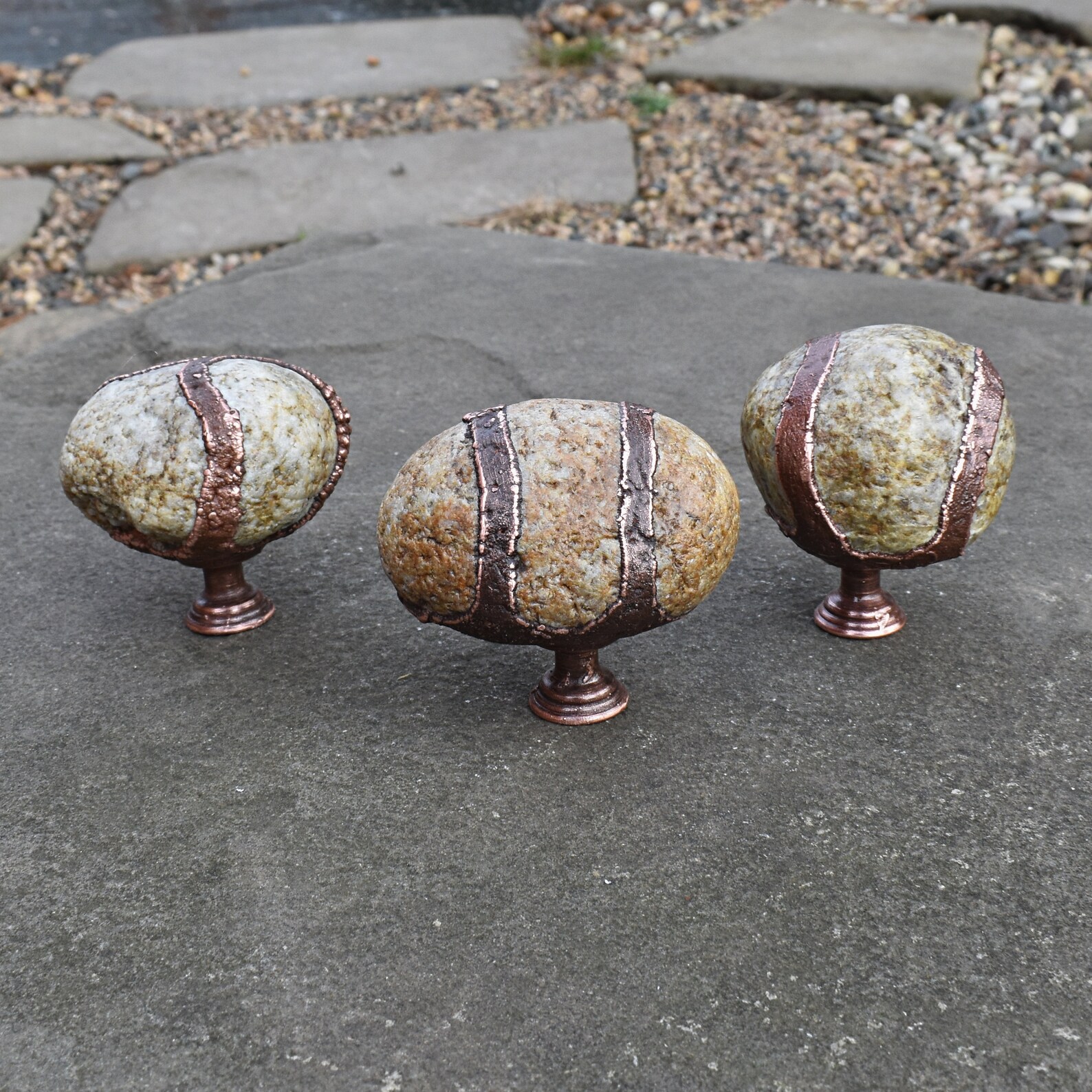 Raw stone knobs for man cave decor. Unique dresser Etsy