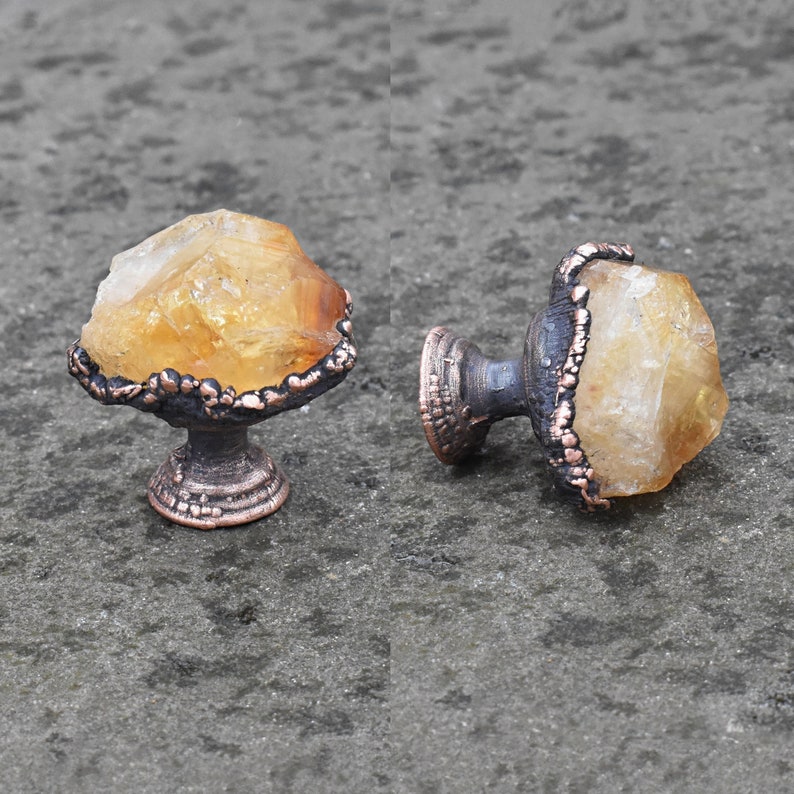 Raw gem stones dresser knobs. Colored handles. Etsy