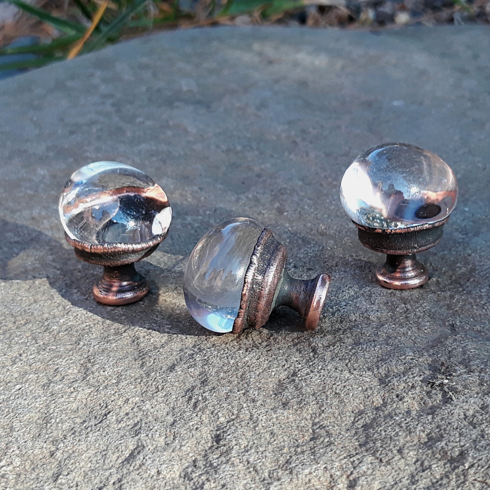 Clear quartz crystal knobs. Glass knobs. Etsy