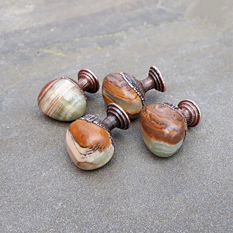 Marble Onyx knobs Gemstone knobs knobs Kitchen Etsy