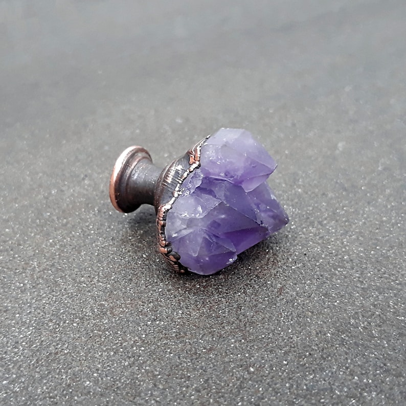 Stone drawer pulls with amethyst geode crystal for jewelry Etsy
