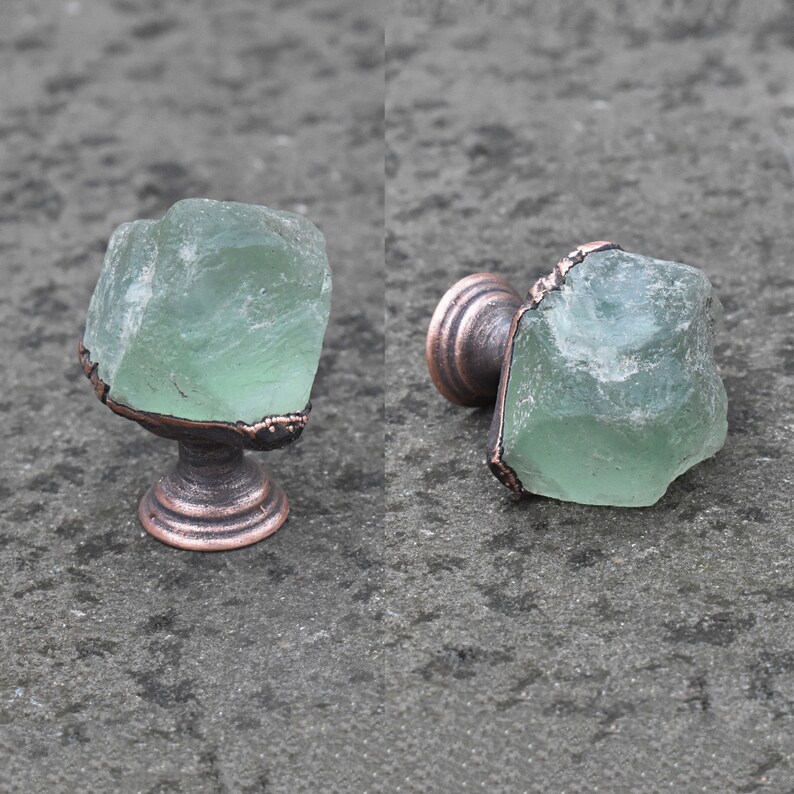 Raw gem stones dresser knobs. Colored handles. Etsy