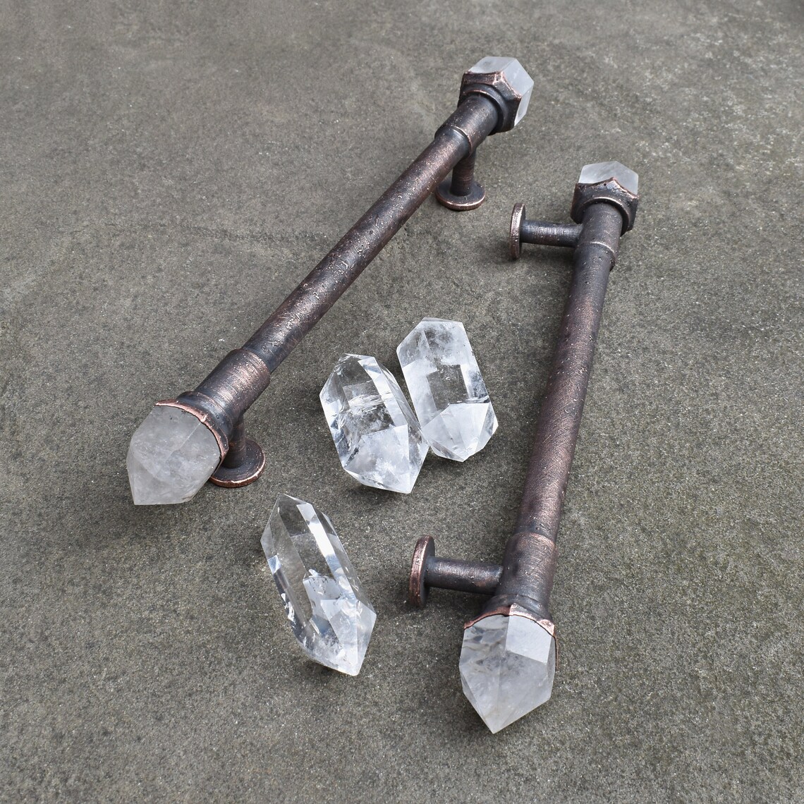 Quartz crystal point drawer handles. Unique kitchen Etsy