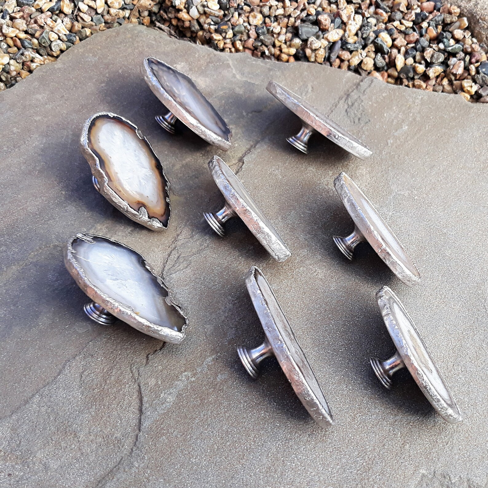 Agate stone slice knob Gemstone knobs knobs Kitchen Etsy