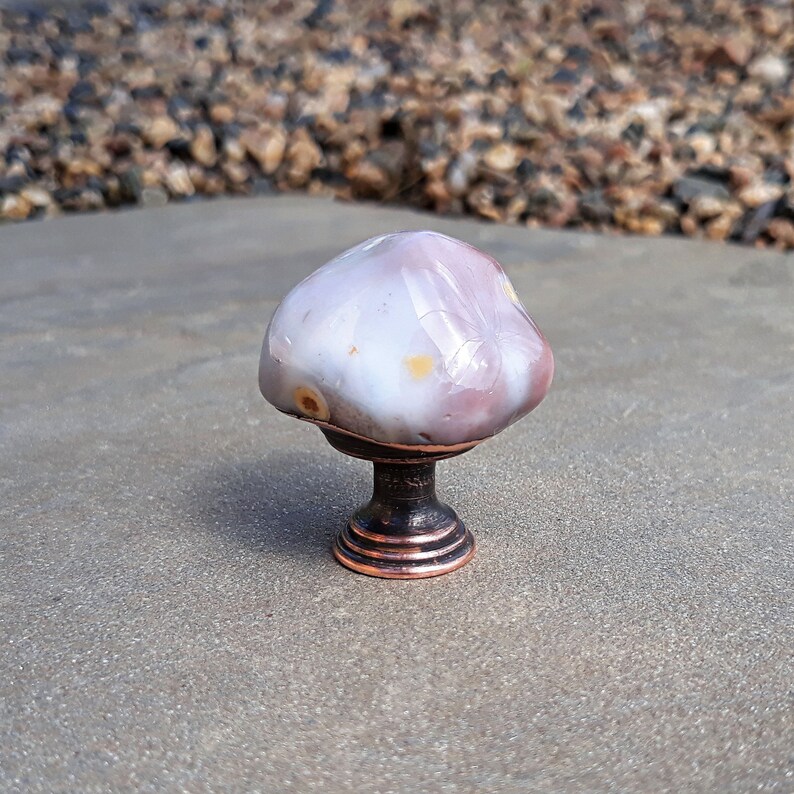 Pinkgrey agate knobs Gemstone knobs knobs Kitchen Etsy