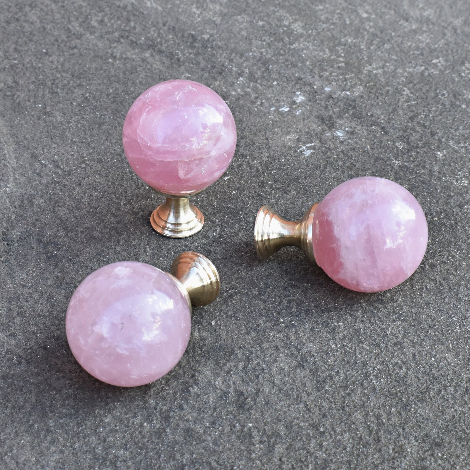 Rose quartz sphere handles for girl bedroom kitchen Etsy