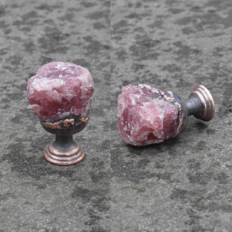 Raw gem stones dresser knobs. Colored handles. Etsy