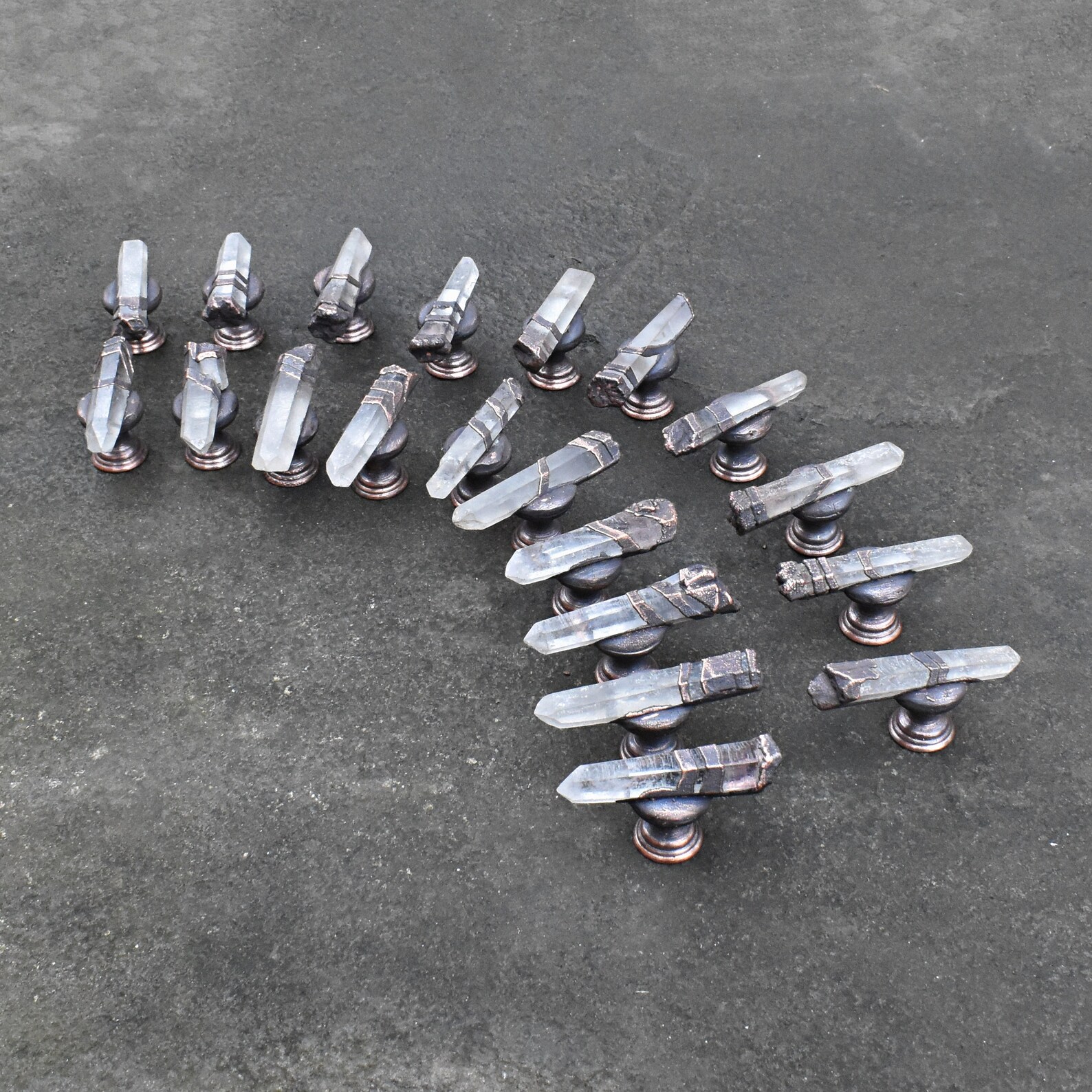 Raw clear crystals quartz dresser knobs. Crystal points Etsy