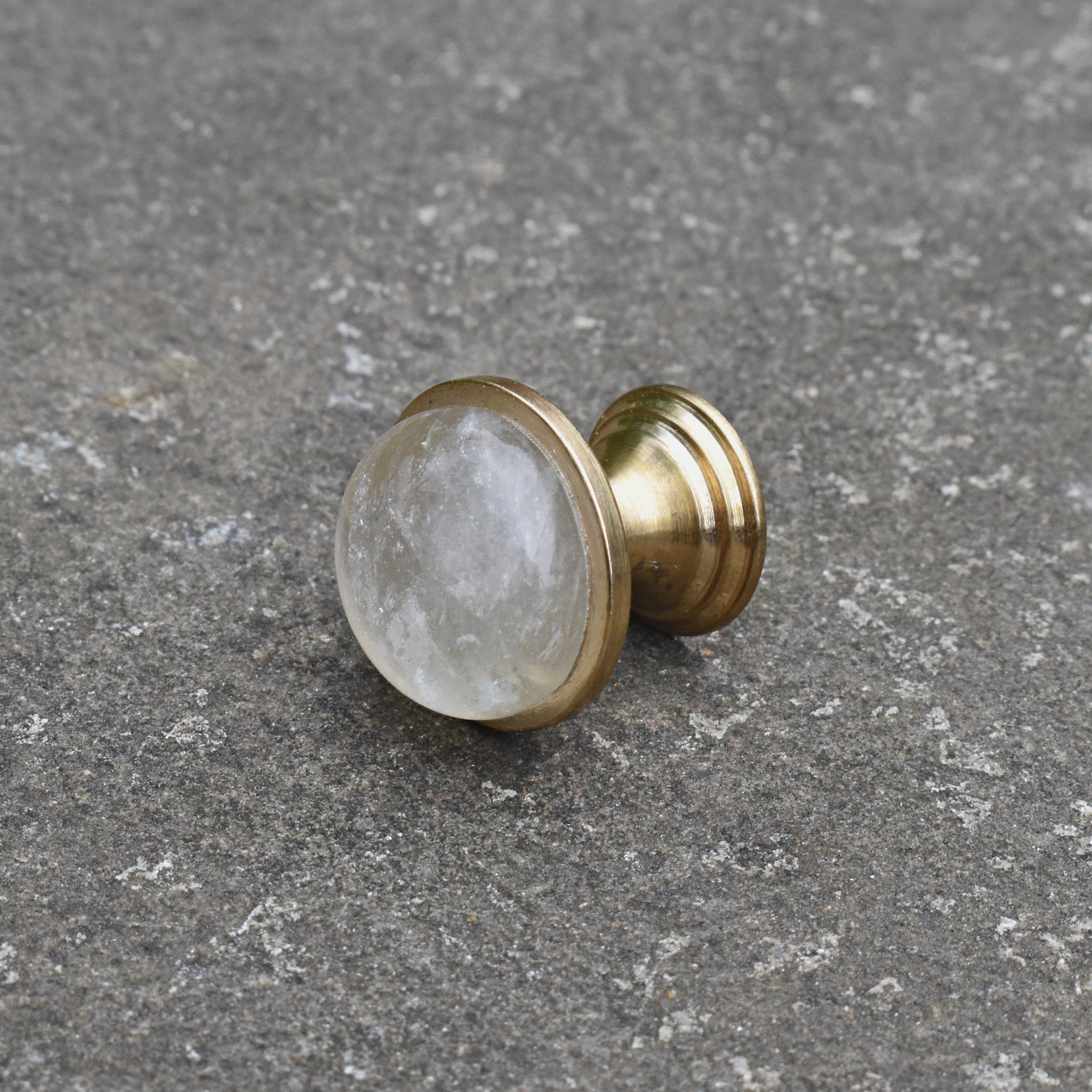 Clear quartz crystal gemstone cabochon brass knobs. Etsy