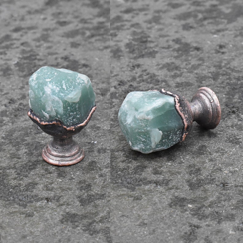 Raw gem stones dresser knobs. Colored handles. Etsy