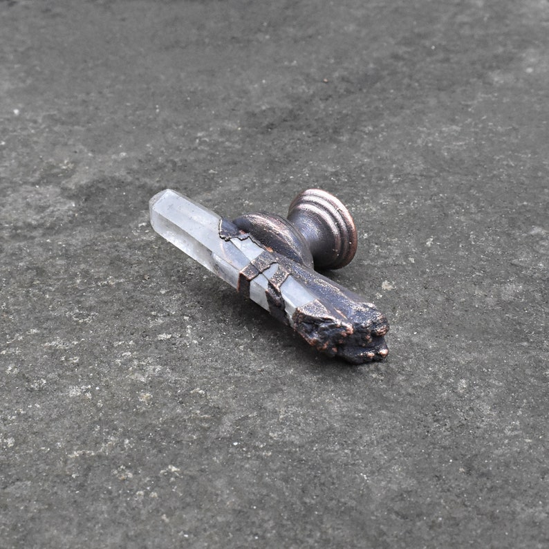 Raw clear crystals quartz dresser knobs. Crystal points Etsy