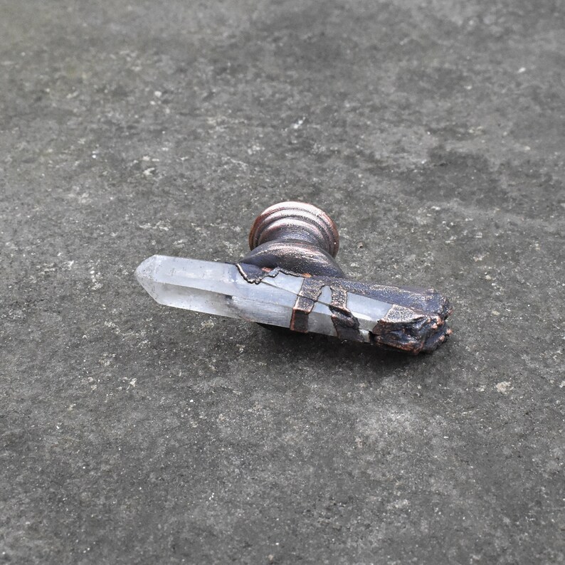 Raw clear crystals quartz dresser knobs. Crystal points Etsy