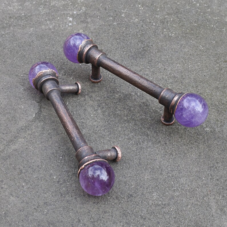 Amethyst crystal ball handles. Etsy