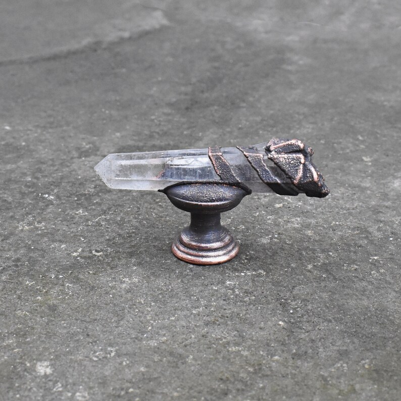 Raw Clear Crystals Quartz Dresser Knobs. Crystal Points Bronze Etsy