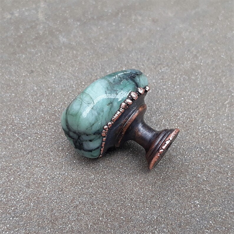 Emerald in quartz knobs Gemstone knobs knobs Etsy