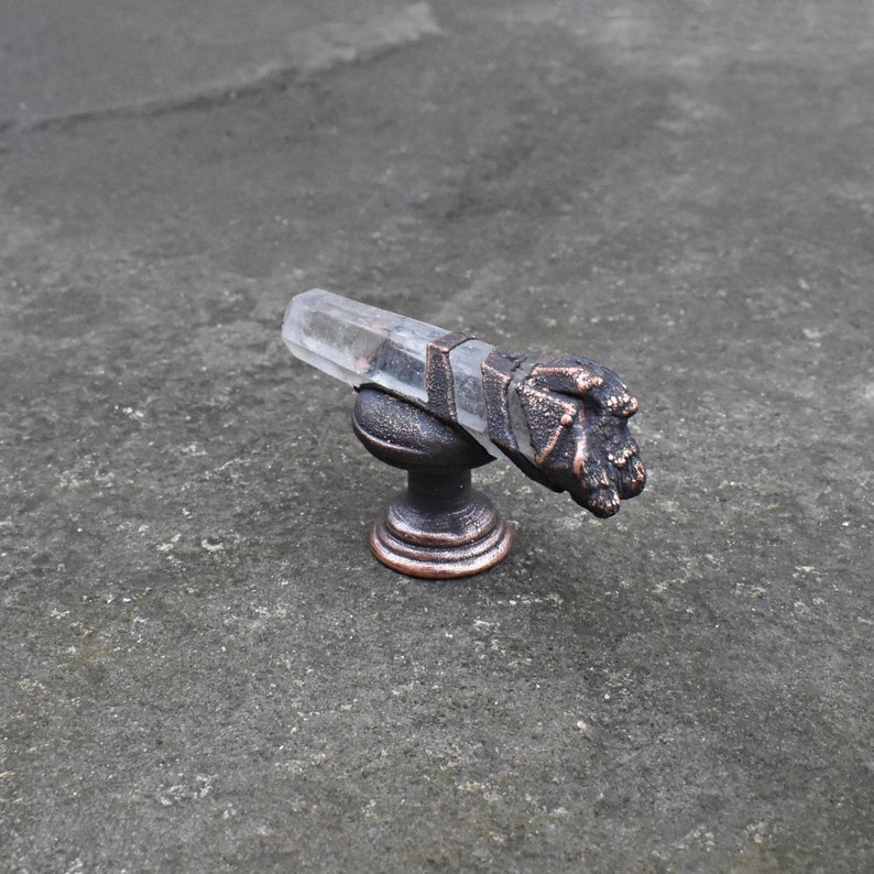 Raw clear crystals quartz dresser knobs. Crystal points Etsy