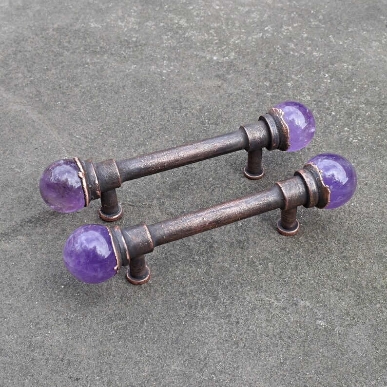 Amethyst crystal ball handles. Etsy
