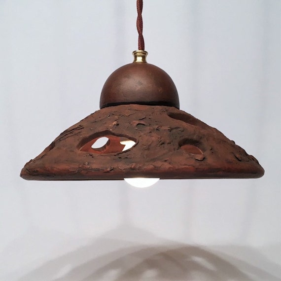 Ceramic pendant light Rustic light fixture Retro lighting Etsy
