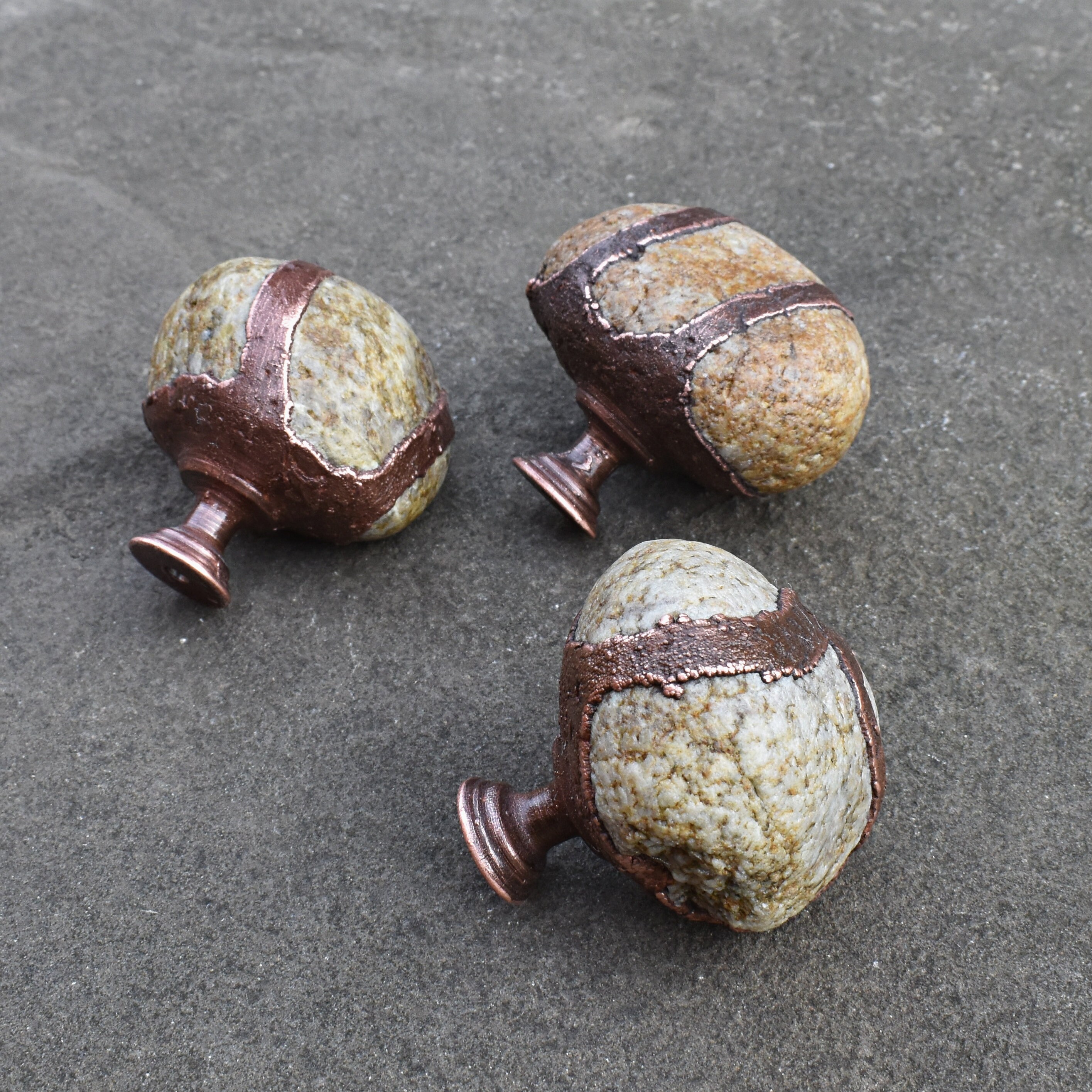 Raw stone knobs for man cave decor. Unique dresser Etsy