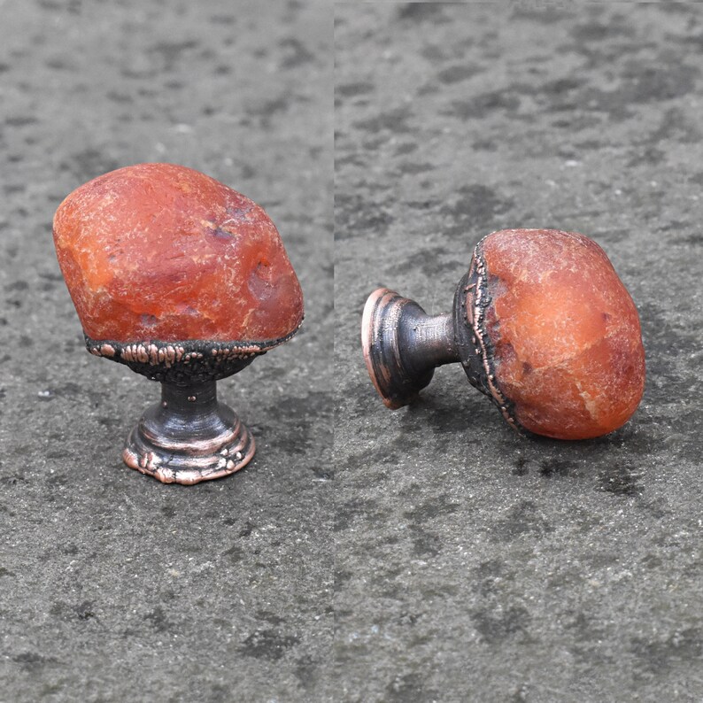Raw gem stones dresser knobs. Colored handles. Etsy