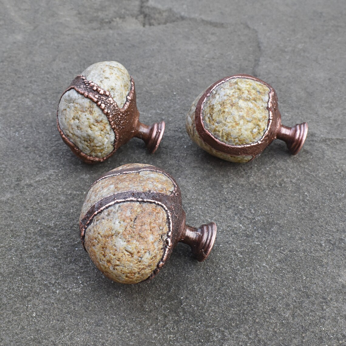 Raw stone knobs for man cave decor. Unique dresser Etsy