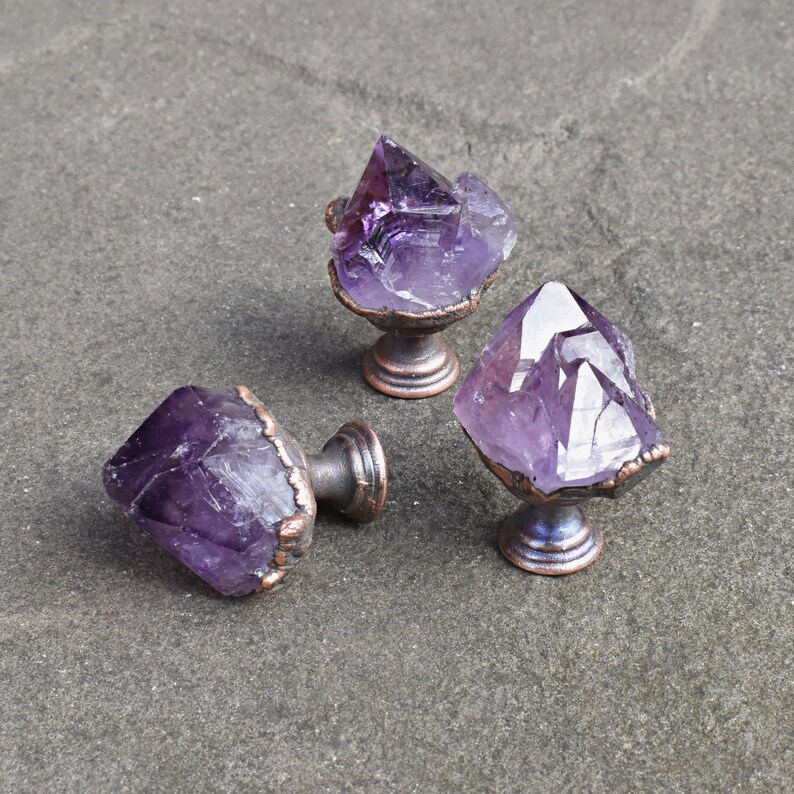 Raw Amethyst Crystal Dresser Knobs. Etsy
