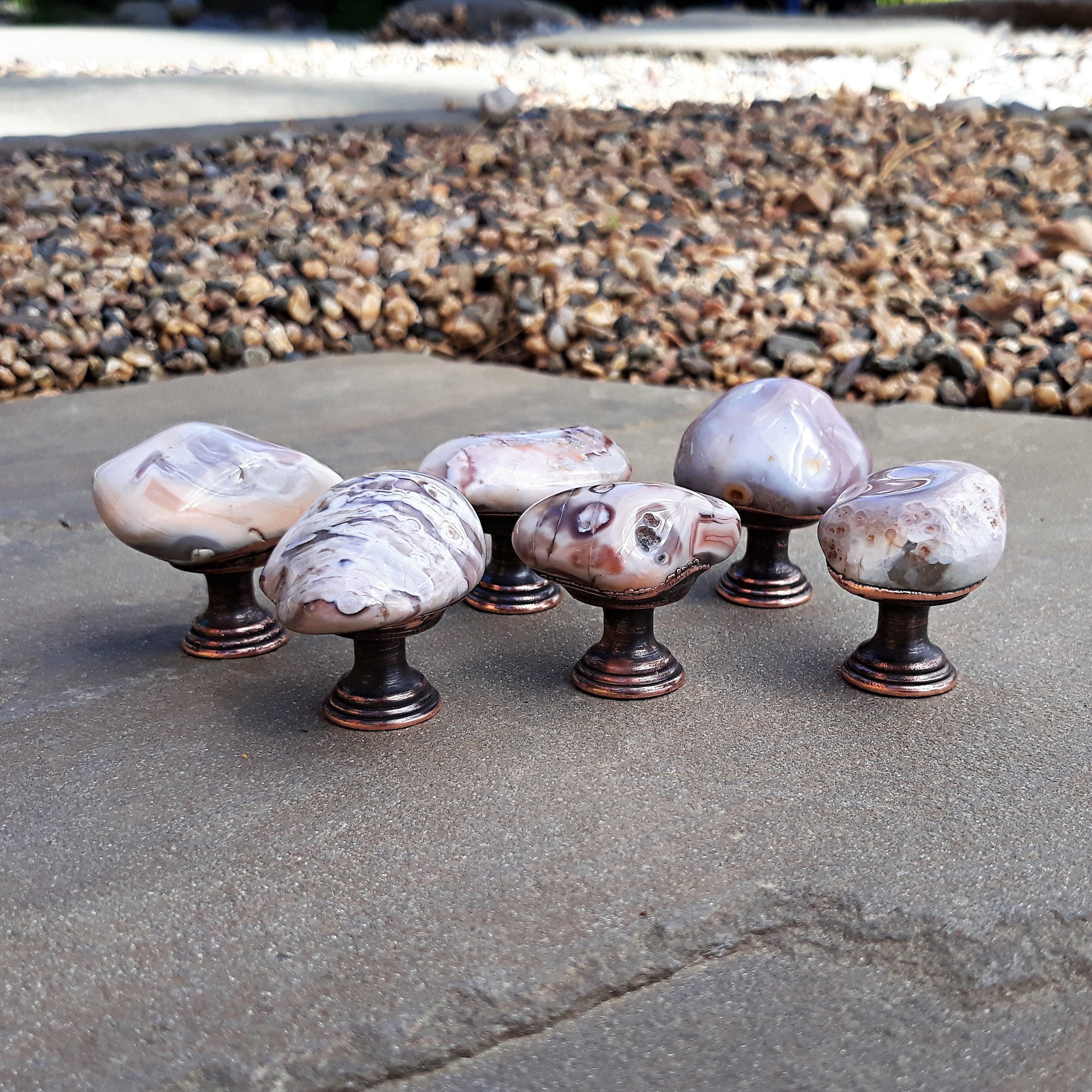 Pinkgrey agate knobs Gemstone knobs knobs Kitchen Etsy