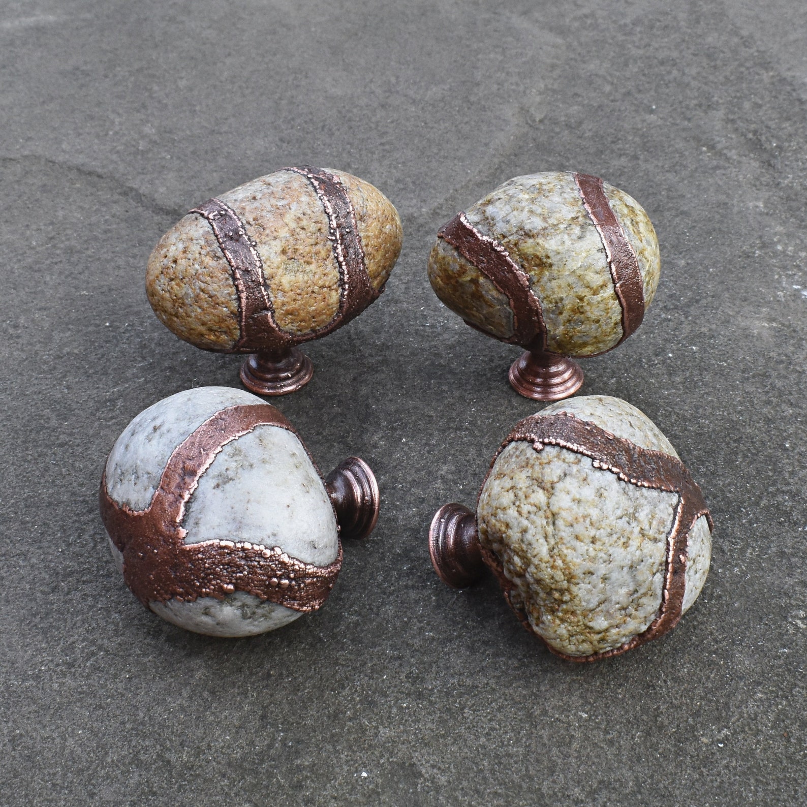 Raw stone knobs for man cave decor. Unique dresser Etsy