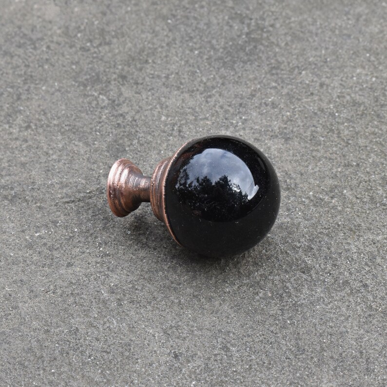 Black obsidian sphere knobs. Etsy