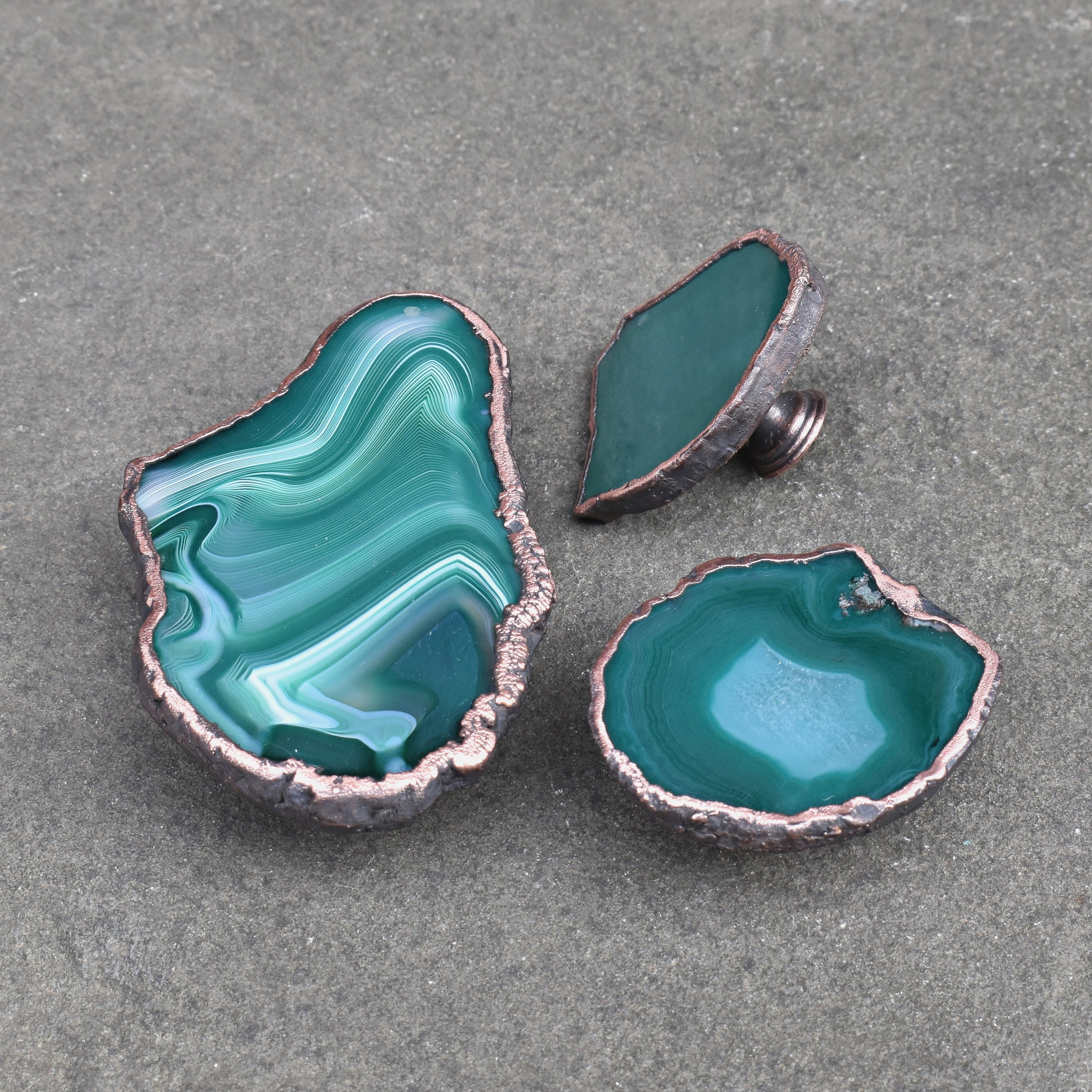 Green agate slice knobs. Drawer knobs with agate as Etsy