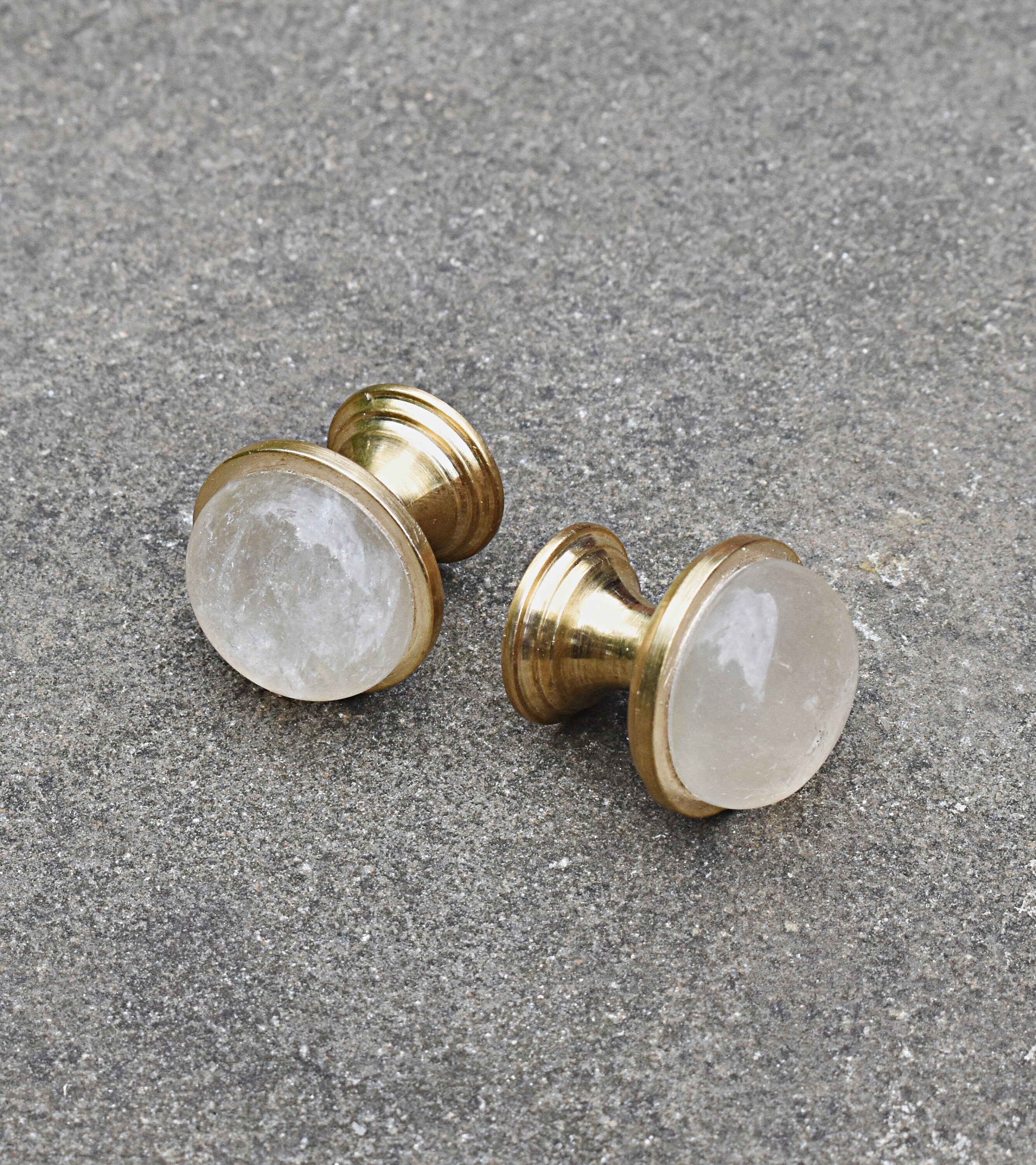 Clear quartz crystal gemstone cabochon brass knobs. Etsy