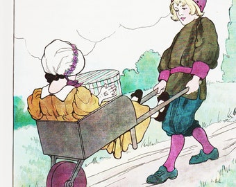 Vintage Nursery Rhyme Illustration for Nursery Wall Decor by Blanche Fisher Wright, When I Was a Bachelor